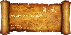 Mahács Anikó névjegykártya